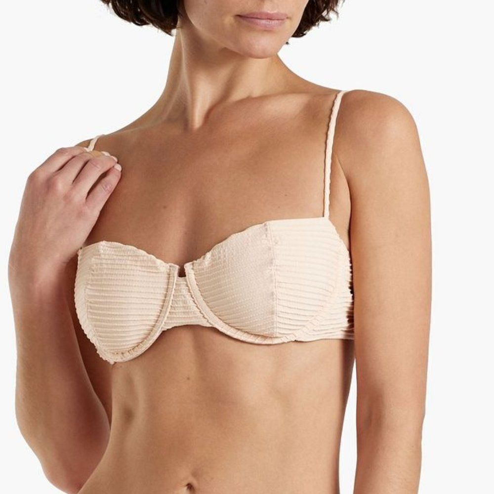 VIX Paula Hermanny Women's Dune Nissi Ribbed Underwired Bikini Top Size Large